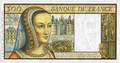 A Bretagne-i Annát ábrázoló 500 frankos bankjegyterv hátoldala.
