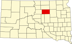 Karte von Faulk County innerhalb von South Dakota