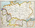 Karte der Provinz Raetia (gelb umrandet) im Römischen Reich und Germania magna (Droysens Historischer Handatlas, 1886)