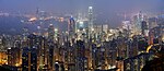 Vista panorámica del distrito central de Hong Kong desde la Cumbre Victoria