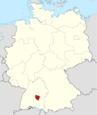 Deutschlandkarte, Position vom Landkreis Reutlingen hervorgehoben