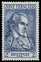 Почтовая марка с Фридрихом Шиллером из французской зоны оккупации Германии (в которую входил в том числе юг Вюртемберга.)