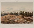 « Vue de la synagogue et du cimetière du côté du chemin du cordon militaire », Jodensavanne (v. 1860)