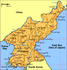 Kart over Nord-Korea