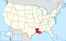 Localização da Luisiana nos Estados Unidos