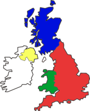 Kart over Storbritannias deler