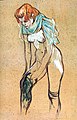 gouache su carton: Toulouse-Lautrec, Femme qui tire son bas, 1894,