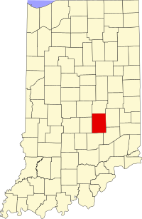 Locatie van Shelby County in Indiana
