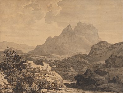 Paesaggio di montagna, 1780 c., inchiostro nero su carta, Yale Center for British Art, New Haven