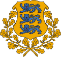 Eikeløv og eiketrær er svært vanlige symboler i heraldikken. Her er de brukt rundt skjoldet i Estlands riksvåpen.