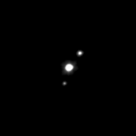 Hubble Space Telescope image of Haumea and its two moons