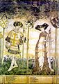 Жак Іверні. Фрагмент фрески «Дев'ять героїв і дев'ять уславлених жінок минулого», до 1420 р., замок Манта, південний П'ємонт, Італія.