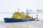 Januar 2020: Der russische Eisbrecher Tor im Hafen Sabetta, Russland