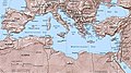 map with Adriatic, Ionian and Tyrrhenian Sea