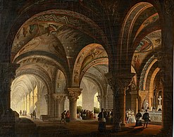 Pintura sobre la visita de Felipe III al panteón de los reyes