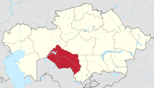 Қазақстан картасындағы Қызылорда облысы