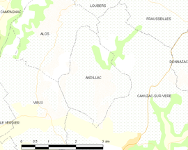Mapa obce Andillac