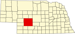 map of Nebraska highlighting Lincoln County