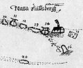 Detalj fra et kart fra 1646 som viser Nasafjellets sølvverk.
