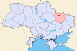 Peta Ukraine dengan Kharkiv ditonjolkan