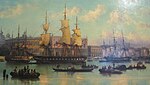 De SMS Novara noch 1862 in Venedig, A Öbüdl vom Joseph Püttner.