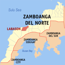 Mapa ning Zamboanga del Norte ampong Labason ilage