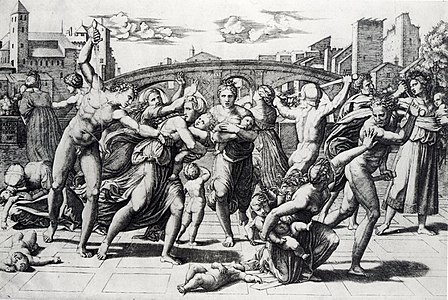 Избиването на младенците, Гравюра от Раймонди по дизайн на Рафаело.
