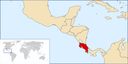 Costa Rica kotus kaardi pääl