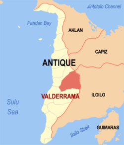 Mapa de Antique con Valderrama resaltado