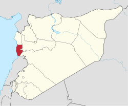 Map of Syria with Tartous highlighted