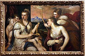 Venus vendando al Amor Óleo sobre lienzo, 118 x 185 cm, Galería Borghese (Roma).