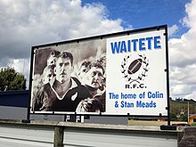 Sign in Te Kuiti. "Waitete. The home of Colin and Stan Meads".
