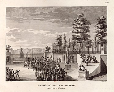 Республіканський переворот 4 вересня 1797 року. Арешт генерала Пишегрю та інших роялістських лідерів законодавчих зборів армією в палаці Тюїльрі.