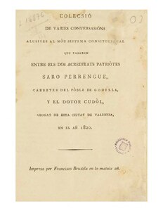 Conversacions entre Saro Perrengue i el Dotor Cudol 1-5 de Manuel Civera (1820)