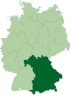 Map of Bavaria within Germany