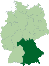 Poloha spolkovej krajiny Bavorsko v Nemecku (klikacia mapa)