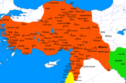 Empayar Hit pada zaman kemuncaknya di bawah Mursili II (sekitar 1321 – 1295 SM).