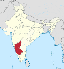 Ligging van Karnataka in Indië
