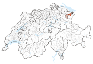 Charta da la Svizra demonstrond il Chantun Appenzell Dadora