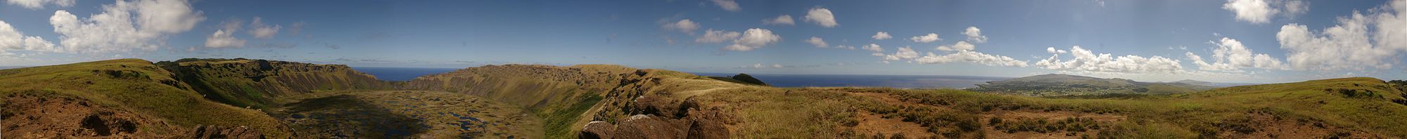 Пасха утрауы панорамаһы Рано-Кау кратеры сигенән