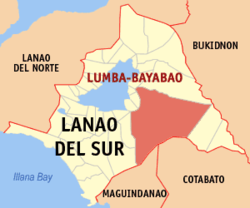 Mapa de Lanao del Sur con Lumba-Bayabao resaltado