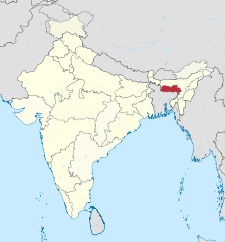 Map of India with the location of মেঘালয় চিহ্নিত