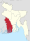 แผนที่แสดงอาณาเขตของภาคขุลนาในประเทศบังกลาเทศ