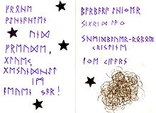 Weihnachtskarte vom Dezember 2014 in Runen der älteren Runenreihe