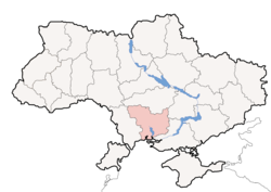 Vị trí của Mykolaiv Oblast (đỏ) ở Ukraina (xanh)