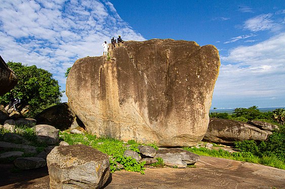 This rock was used as a watch tower to look out for enemies and arriving trade caravans at fort partiko baker's fort in 1872, Uganda. Photograph: Jim Joel