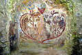 English: Complete alcove painting in the rock alcove wayside shrine on the forest track between Saager and Gumisch Deutsch: Komplett-Darstellung der Felsbildstockmalerei am Prosenitza-Waldweg