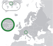Mapa do Listenstaine na Europa