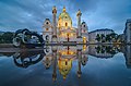 7 2019 - Wiener Karlskirche mit Teich und "Hill Arches" Skulptur am Abend uploaded by Moahim, nominated by Boothsift