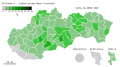 Az ĽSNS által elért százalékos eredmény Szlovákia egyes járásaiban a 2020-as parlamenti választáson